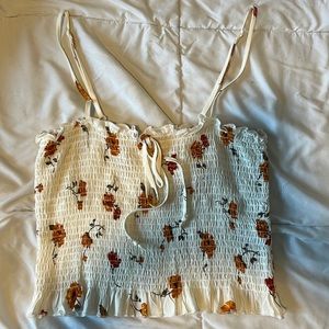 White Stretch Floral Tank - image 1